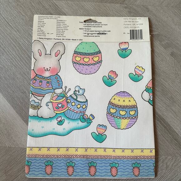 Daisy Kingdom 62754 Easter Stitches No-Sew Fabric Applique Bunny Eggs Flower - Picture 2 of 4